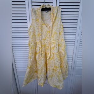 Lisa Marie Fernandez Target Yellow Floral Tiered Dress w/ Pockets Size L